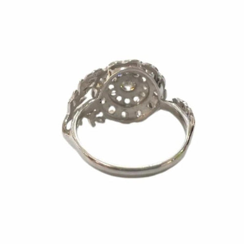 Bague 53.5 Bague style Art déco en or blanc 18 ct avec diamants 58 Facettes Q256B