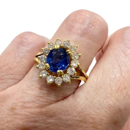 Bague 52.5 Bague Art déco en or jaune 18 ct avec diamants et saphir 58 Facettes Q271B