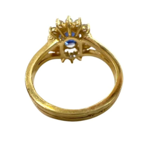 Bague 52.5 Bague Art déco en or jaune 18 ct avec diamants et saphir 58 Facettes Q271B