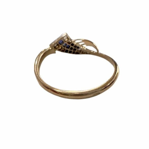 Bague 56 Art déco - Bague en or 18 kt et platine avec diamants et saphirs 58 Facettes A700