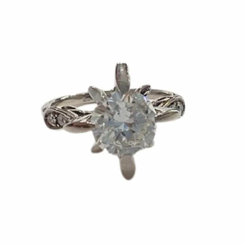 Bague 49 Bague rétro années 1950 en or blanc 18 kt avec diamants 58 Facettes Q214B