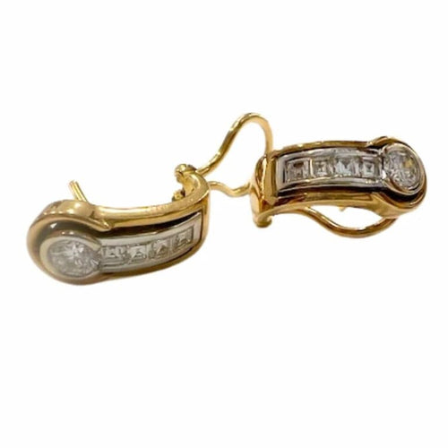 Boucles d'oreilles Boucles d'oreilles contemporaines en or jaune 18 ct et diamants 58 Facettes Q291B