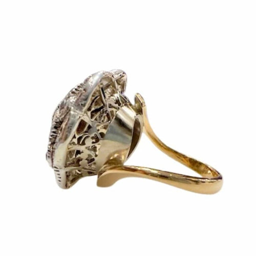 Bague 7.5 Bague Art déco en or 18 ct et argent avec diamants et émeraude 58 Facettes Q266B