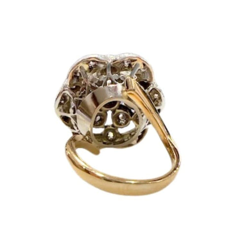 Bague 7.5 Bague Art déco en or 18 ct et argent avec diamants et émeraude 58 Facettes Q266B