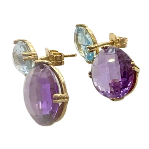 Boucles d'oreilles Tous - Boucles d'oreilles en or 18 carats avec améthystes et aigue-marine 58 Facettes Q124B
