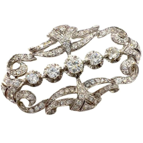 Broche Broche Art déco 1930-1935 en or 18 kt avec diamants 58 Facettes Q228B