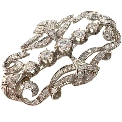 Broche Broche Art déco 1930-1935 en or 18 kt avec diamants 58 Facettes Q228B