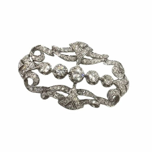 Broche Broche Art déco 1930-1935 en or 18 kt avec diamants 58 Facettes Q228B