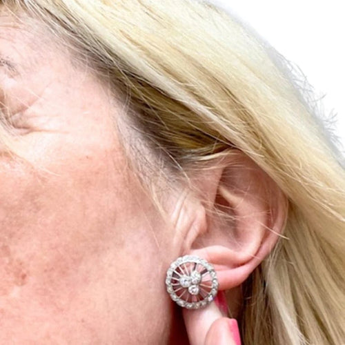 Boucles d'oreilles Boucles d’oreilles Art déco en argent sterling avec diamants 58 Facettes Q275B