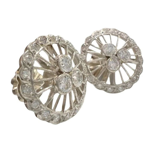 Boucles d'oreilles Boucles d’oreilles Art déco en argent sterling avec diamants 58 Facettes Q275B