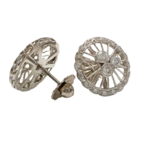 Boucles d'oreilles Boucles d’oreilles Art déco en argent sterling avec diamants 58 Facettes Q275B