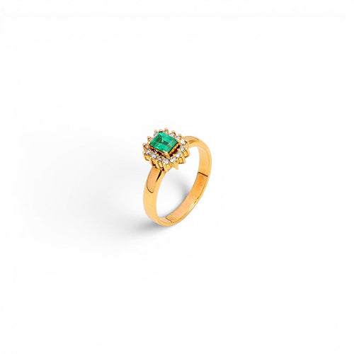 Bague 58 Bague design contemporain en or 18 carats avec diamants et émeraude 58 Facettes Q287B