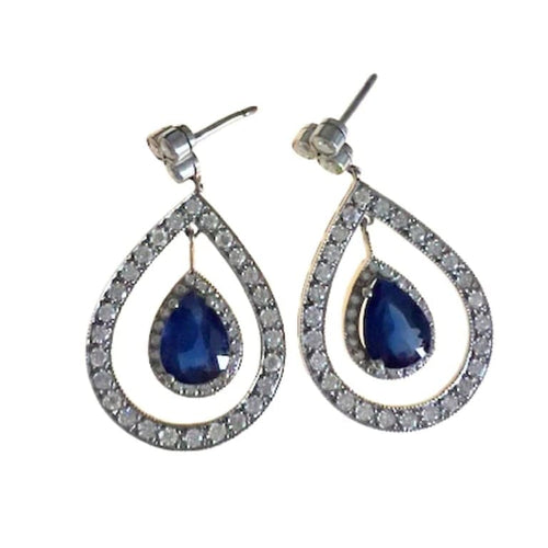 Boucles d'oreilles Boucles d'oreilles Art déco en platine 950 avec diamants et saphir 58 Facettes A2135