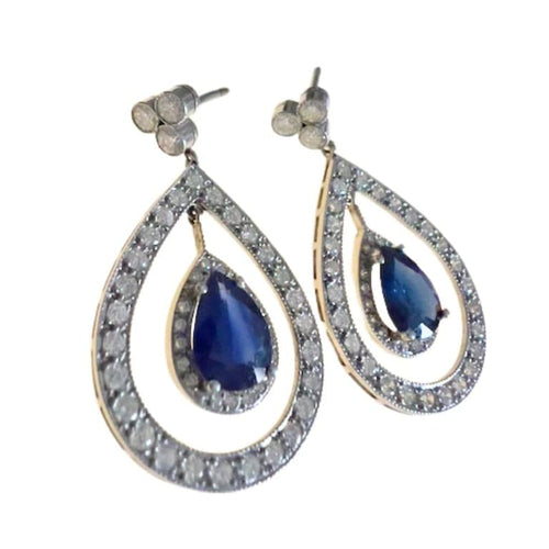 Boucles d'oreilles Boucles d'oreilles Art déco en platine 950 avec diamants et saphir 58 Facettes A2135