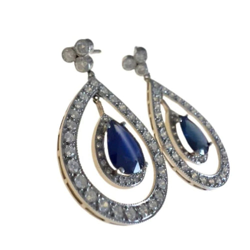 Boucles d'oreilles Boucles d'oreilles Art déco en platine 950 avec diamants et saphir 58 Facettes A2135