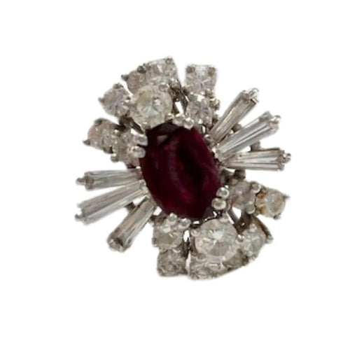 Bague 50 Bague rétro 1945-1950 en or 18 kt avec diamants et rubis 58 Facettes Q323(966)