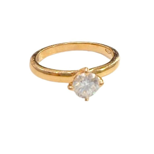 Bague 47.5 Bague solitaire en or jaune 18 carats avec diamant 0,35 ct 58 Facettes SN13