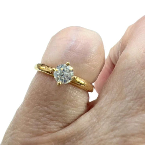 Bague 47.5 Bague solitaire en or jaune 18 carats avec diamant 0,35 ct 58 Facettes SN13