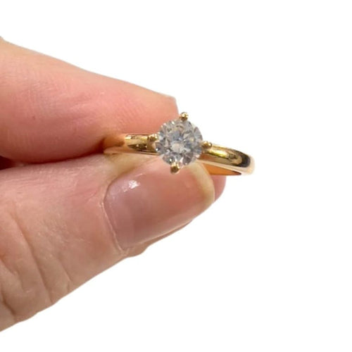 Bague 47.5 Bague solitaire en or jaune 18 carats avec diamant 0,35 ct 58 Facettes SN13