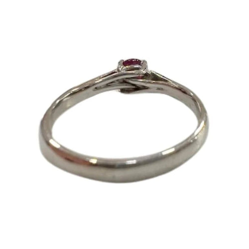 Bague 52.5 Bague solitaire en or blanc 18 kt avec rubis cabochon 58 Facettes Q332B