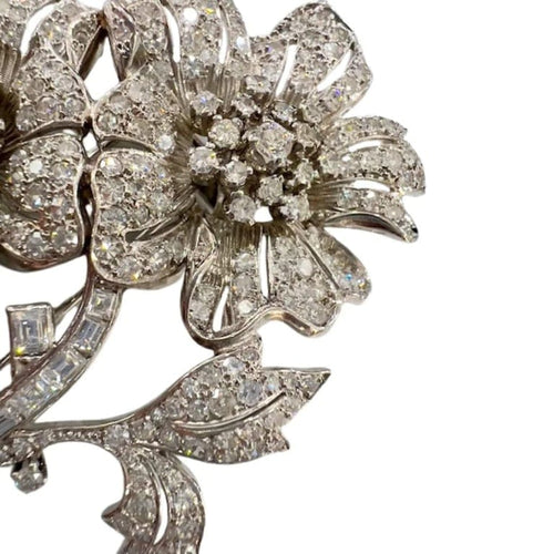 Broche Broche rétro 1945-1950 en platine 950 et diamants 8,64 ct 58 Facettes A2683