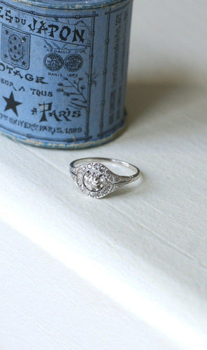 Bague 59 Art Déco - Bague cible en or blanc et platine diamants 58 Facettes