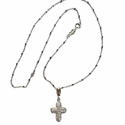 Collier TOUS - Pendentif croix avec chaîne en or blanc 18 carats et diamants 58 Facettes Q358B(114)