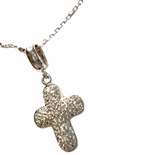 Collier TOUS - Pendentif croix avec chaîne en or blanc 18 carats et diamants 58 Facettes Q358B(114)