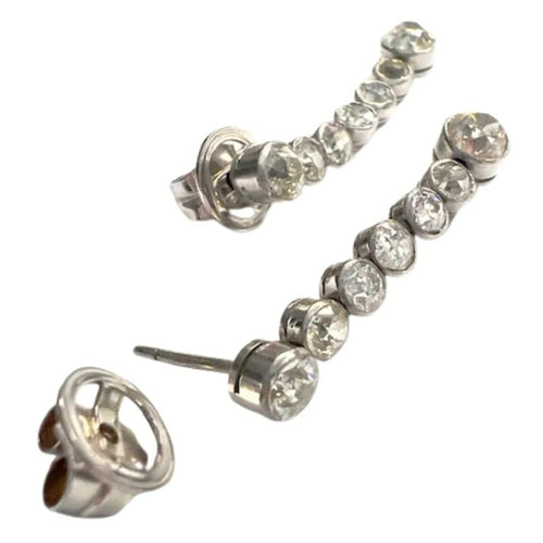 Boucles d'oreilles Art déco - Boucles d’oreilles en platine 950 avec diamants 58 Facettes A1923