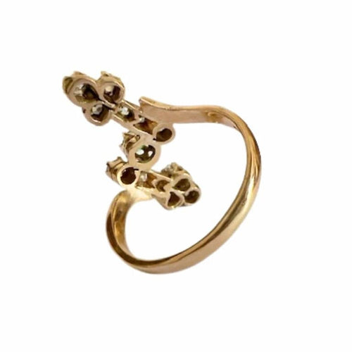 Bague 56 Bague Art déco en or jaune 18 carats avec diamants et émeraude 58 Facettes A2315(224)