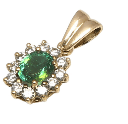 Pendentif Pendentif néoclassique contemporain en or jaune 18 carats avec émeraude 58 Facettes Q376B(127)