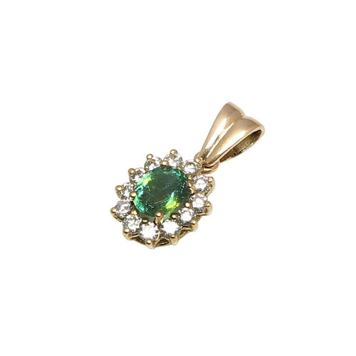 Pendentif Pendentif néoclassique contemporain en or jaune 18 carats avec émeraude 58 Facettes Q376B(127)