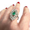 Bague 58.5 Bague navette Art déco en platine 950 ornée de diamants et d’émeraudes 58 Facettes Q892A