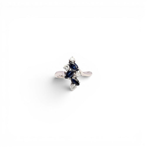 Bague 52 Bague Art déco 1945 en or blanc 18 carats avec diamants et saphirs 58 Facettes Q326B(965)
