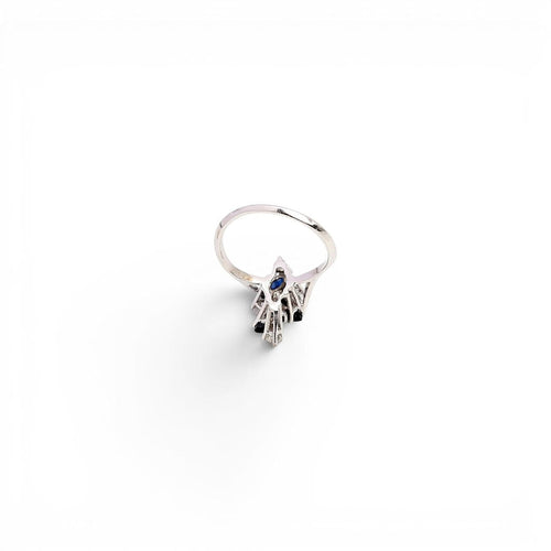 Bague 52 Bague Art déco 1945 en or blanc 18 carats avec diamants et saphirs 58 Facettes Q326B(965)