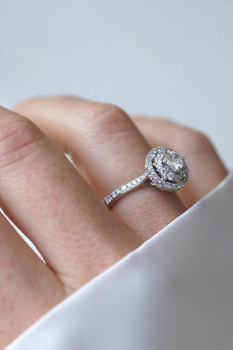 Bague 50.5 Bague cible double entourage diamants en or blanc 58 Facettes
