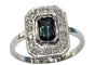 Bague 56.5 Bague Art déco en platine 950 avec saphir vert et diamants 58 Facettes Q391B