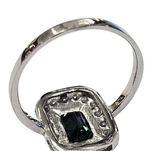 Bague 56.5 Bague Art déco en platine 950 avec saphir vert et diamants 58 Facettes Q391B