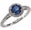 Bague 52 Bague halo en or blanc 18 carats avec saphir 0,80 ct et diamants 58 Facettes Q408B