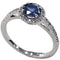 Bague 52 Bague halo en or blanc 18 carats avec saphir 0,80 ct et diamants 58 Facettes Q408B