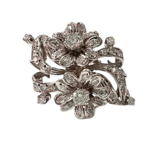 Bague 52 Bague rétro années 1940-1945 en or 18 carats et diamants 58 Facettes Q314B(816)