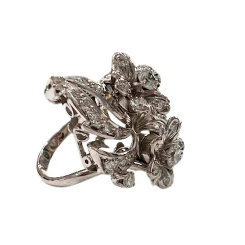 Bague 52 Bague rétro années 1940-1945 en or 18 carats et diamants 58 Facettes Q314B(816)