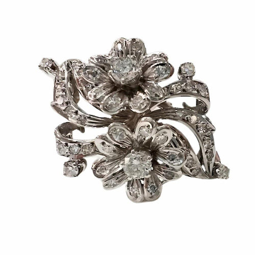 Bague 52 Bague rétro années 1940-1945 en or 18 carats et diamants 58 Facettes Q314B(816)