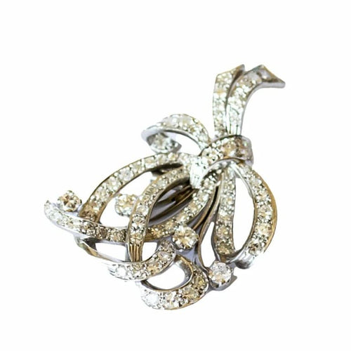 Broche Broches rétro - 2 pièces en platine 950 et diamants 4,36 ct 58 Facettes A1156