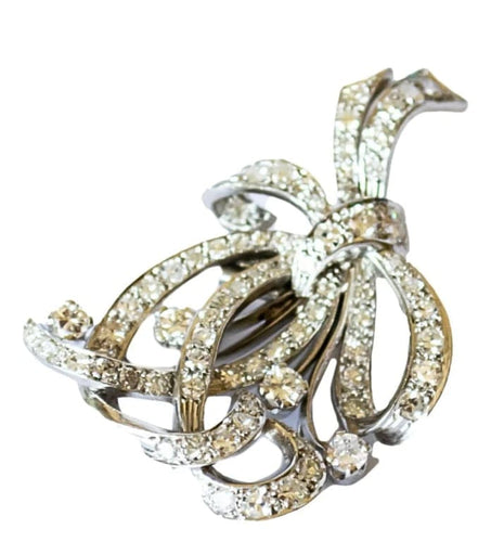 Broche Broches rétro - 2 pièces en platine 950 et diamants 4,36 ct 58 Facettes A1156