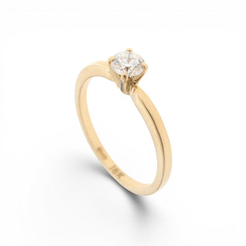 Bague 53.5 Bague solitaire en or jaune avec diamant taille brillant 0,35 ct 58 Facettes E09