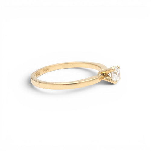 Bague 53.5 Bague solitaire en or jaune avec diamant taille brillant 0,35 ct 58 Facettes E09