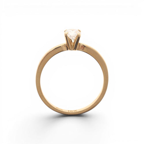 Bague 53.5 Bague solitaire en or jaune avec diamant taille brillant 0,35 ct 58 Facettes E09