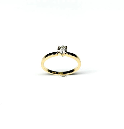 Bague 53.5 Bague solitaire en or jaune avec diamant taille brillant 0,35 ct 58 Facettes E09