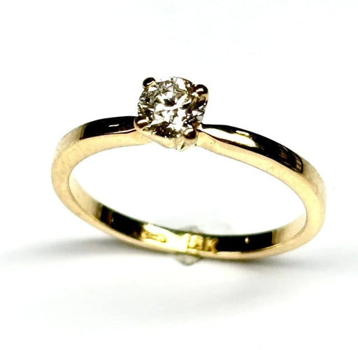 Bague 53.5 Bague solitaire en or jaune avec diamant taille brillant 0,35 ct 58 Facettes E09